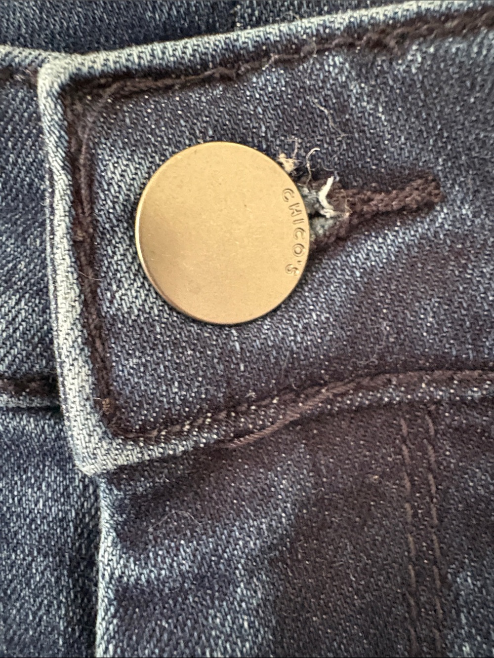 *Chico's Medium Blue Embroidered & Sparkle Girlfriend Slim Leg Ankle Jeans BOHO - Picture 3 of 9